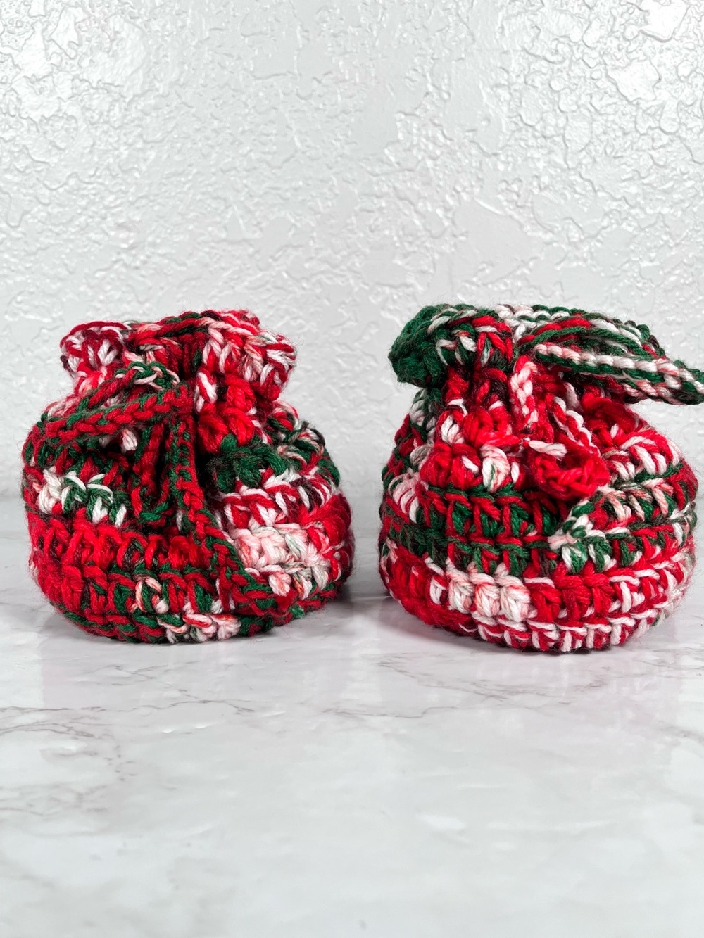 Set Of 2 Christmas Crochet Gift Bags